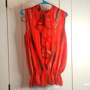 Kenneth Cole Reaction orange sleeveless blouse size 8